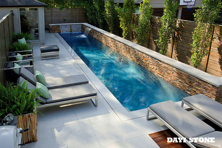 Swimming Pool Dark Grey Granite Stone G654 Top flamed & Brushed front edge natural split - Dayi Stone